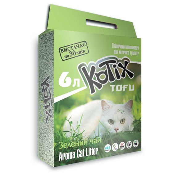 Наполнитель для кошачьего туалета Kotix Тофу Green tea  2,55 кг (6л)