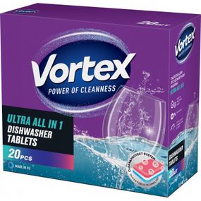 Таблетки для посудомоечных машин Vortex All in 1 20 шт. (4823071618587)