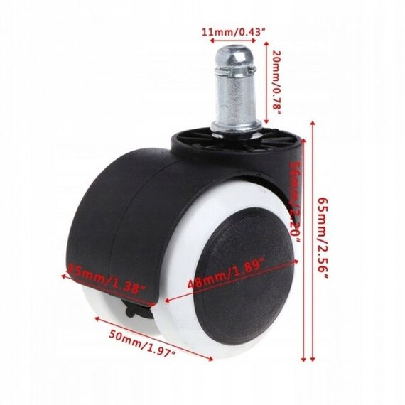 Колесо до офісного крісла нейлонове комплект 5 шт Bonro чорне | Зображення 5