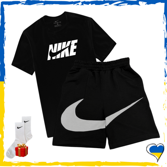 Комплект шорти Nike Big Swoosh та футболка Nike. Комплект Найк Біг Свуш Чорний, XS/S