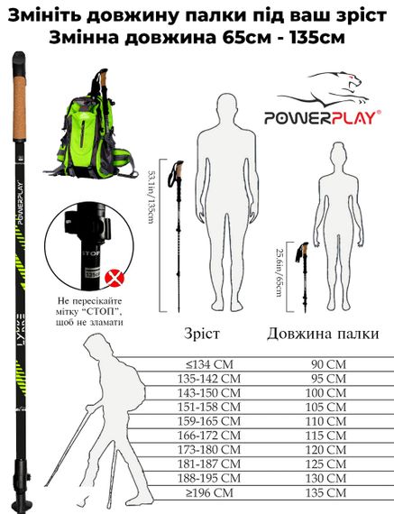 Палиці для скандинавської ходьби PowerPlay 9104 Lykke 80-135 см (пара) | Зображення 7