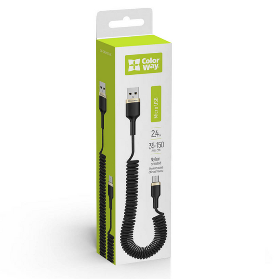 Кабель USB MicroUSB ColorWay CW-CBUM051-BK 2,4A 0,35-1,5м чорний