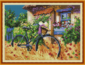 Набор для вышивания по нанесённой на канву схеме  "Bicycle". AIDA 14CT printed 29*21 см