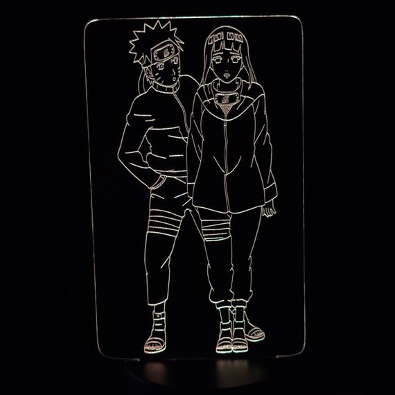 Акриловый светильник-ночник Наруто и Хината белый tty-n000232