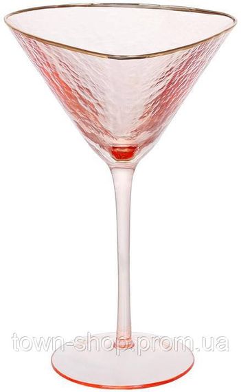 Набор 4 фужера Diva Pink бокалы для мартини 190мл, розовый с золотым кантом BD-579-249
