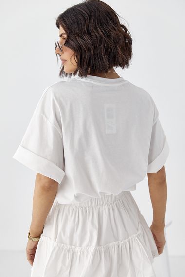 Футболка oversize з написом New York - білий цвет, ONE SIZE (є розміри) | Зображення 1