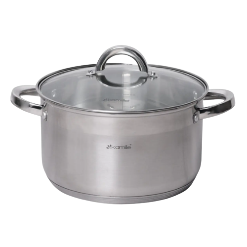 Каструля нержавіюча сталь 6,5л з кришкою порожнисті ручки 5624S KAMILLE | Зображення 6