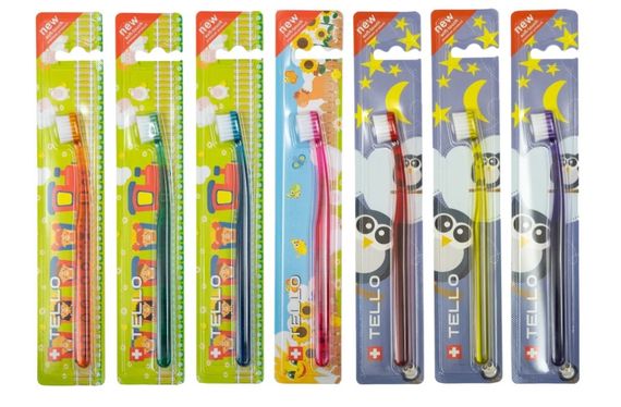 Дитяча зубна щітка Tello Kids 10400 Mega Soft (від 0 до 5 років), червона | Зображення 1