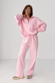 Однотонний спортивний костюм із написом - рожевий цвет, ONE SIZE (є розміри)