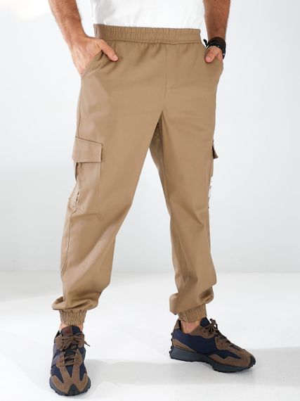 Мужские брюки карго с накладными карманами котон LI2031 цвет бежевый, размер 54/56