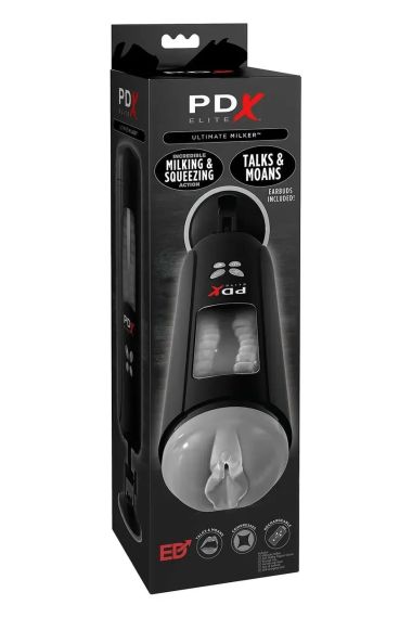 Мастурбатор вагина в колбе автоматический Pipedream PDX на присоске, с голосом, черный, 24.5 см Sex Aura | Зображення 3