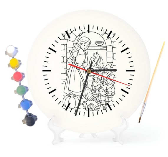 Дитячий набір для творчості годинник-розмальовка Білосніжка (за мотивами казки братів Грімм) 30 см (Г0015)