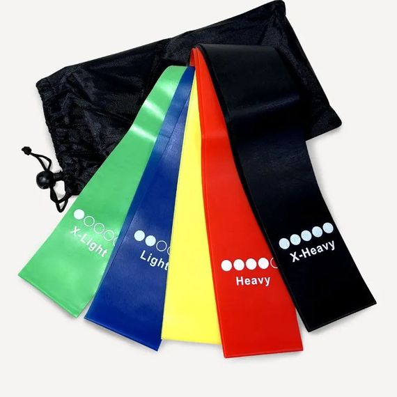 Гумовий еспандер стрічка для тренувань Fit Simplify Фітнес гумки 5 у 1 | Еластична LV-247 гумка фітнес | Зображення 6