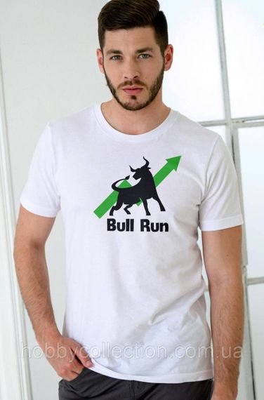 Футболка чоловіча із принтом "Bull Run" біла