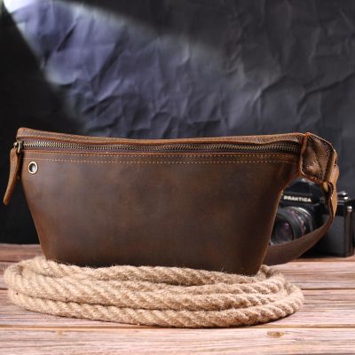 Сумка Vintage Вінтажна поясна з натуральної шкіри Коричнева (21294) | Зображення 9