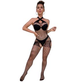 БодіСтокінг (Боді комбінезон Сітка) Babydoll 44 Чорний w291