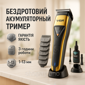 Машинка для стрижки волос прочная VGR V-015, Машинка-триммер 3 в 1 для стрижки волос SR-27