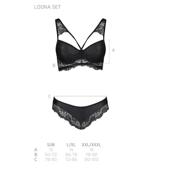 Комплект з еко-шкіри та мережива Loona Set black L/XL - Passion, бра і трусики, L/XL | Зображення 6