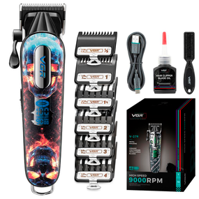 Акумуляторна машинка для стрижки VGR V-279 RED, 6 насадок, 9000 RPM, 2500 mAh, LED дисплей