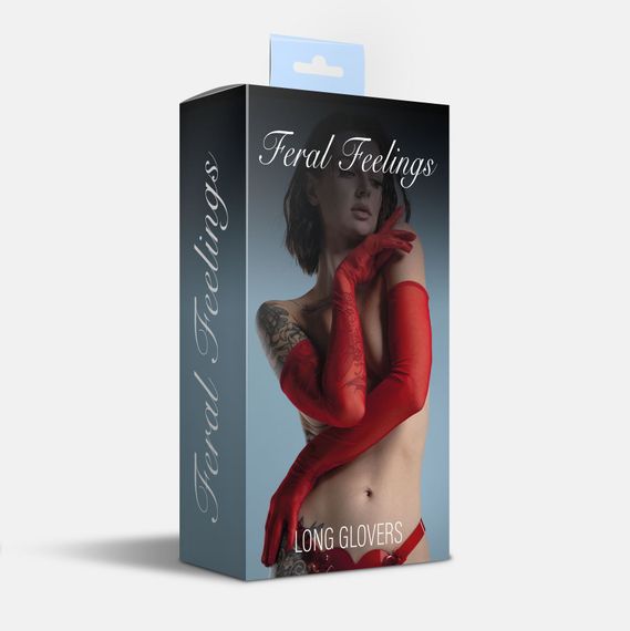 Рукавички довгі сітка Feral Feelings - Long Glover S, червоні | Зображення 1