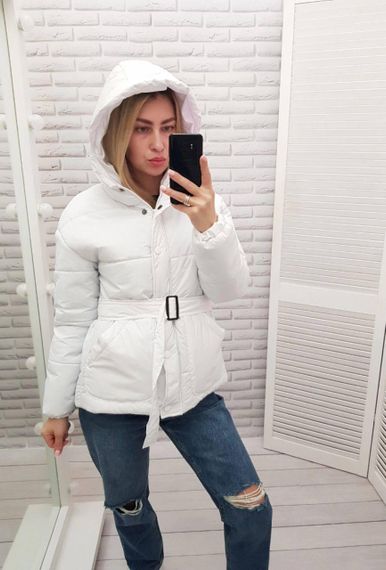 Куртка з поясом, арт. 332, білий