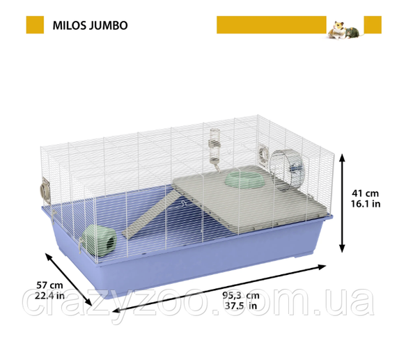 Клітка для гризунів Ferplast Milos Jumbo блакитна 95.3x57x41 см 57010917 | Зображення 1