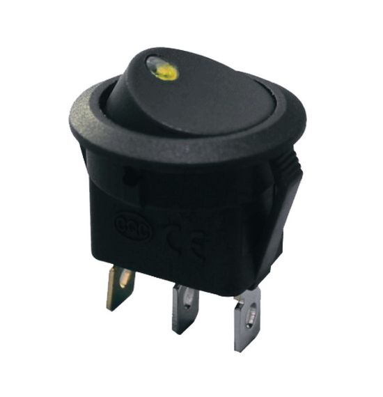 Переключатель KCD1-8-101EN Y/B 220V 1 клавиша желтый круглый с подсветкой Ny95500751