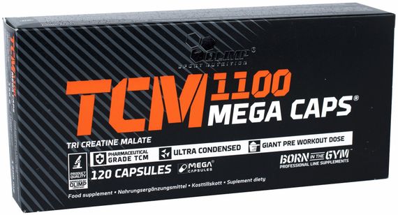 Три креатин малат Olimp TCM Mega Caps 1100 120 капсул
