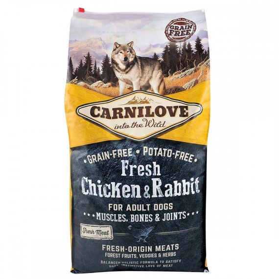 Корм сухий Carnilove Fresh Chicken and Rabbit for Adult dogs для дорослих собак усіх порід з куркою та кроликом 12 кг | Зображення 2