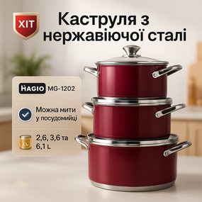 Набір каструль-сотейників, Каструлі з прозорими кришками, Набір каструль якісних з кришками YB-60