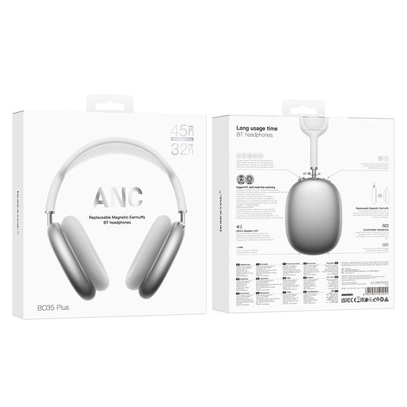 Накладные беспроводные наушники BOROFONE BO35 Plus Adorable ANC Silver | Зображення 5