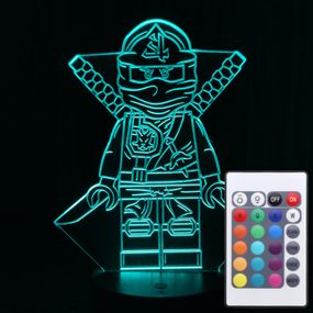 Акриловий світильник-нічник з пультом 16 кольорів LEGO Ніндзяго tty-n001351