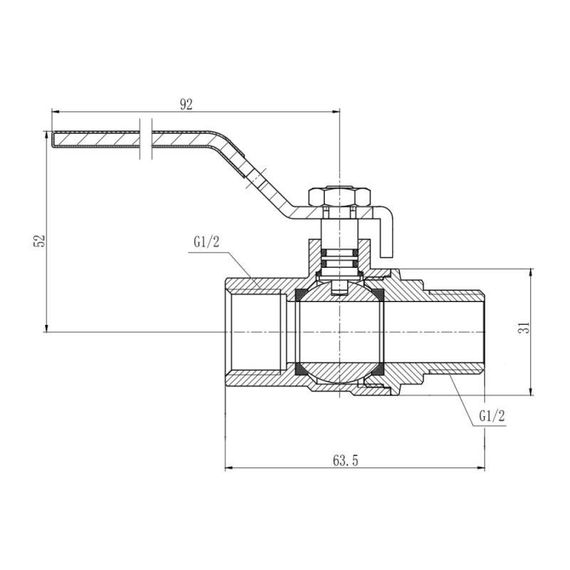 Кран кульовий Thermo Alliance Forte 1/2" ВН для газу (ручка) SF605G15 | Зображення 1