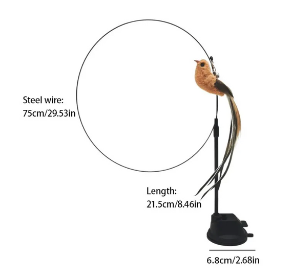 Інтерактивна іграшка-котяча паличка з птахами та присоском (коричнева) | Зображення 2
