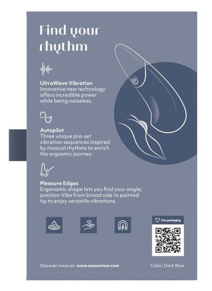 Мінівібратор Womanizer Vibe Dark Blue, 3 авторежими + 10 рівнів інтенсивності Sex Aura | Зображення 8