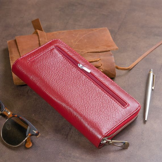 Вертикальный вместительный кошелек из кожи женский ST Leather 19307 Бордовый | Зображення 9