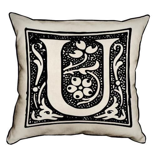 Подушка з мішковини Letter U 45x45 см (45PHB_ABC041_WH)