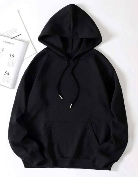 Женский теплый худи на флисе с принтом на спине STI244 Oversize 42/48 цвет черный
