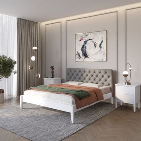 Полуторне дерев&#039;яне ліжко Mebigrand Рим ДК Сіро-блакитний (S2010R80B)/Аляска 93 (Сірий) Б3 120х200 см (MBG-5271)