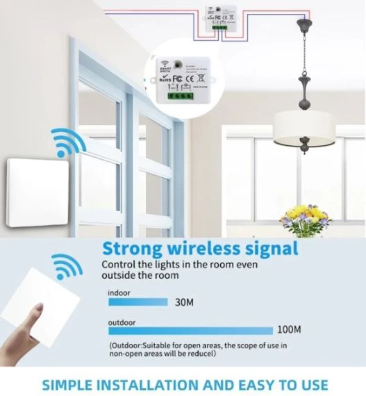 Бездротовий накладний вимикач, 2 шт., реле RF433 | Зображення 5