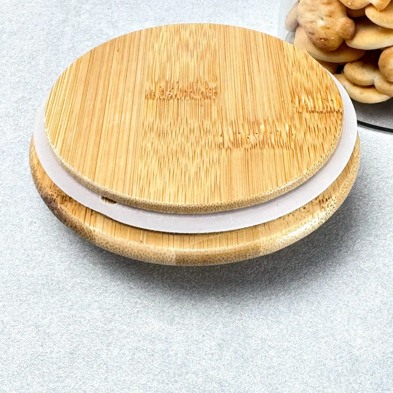 Банка для хранения Crystal GK-5550 1300 мл стекло с бамбуковой крышкой и декоративной ручкой Прозрачный | Зображення 1