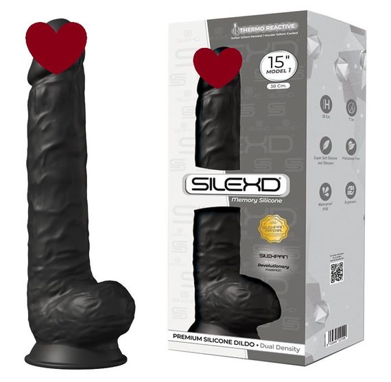 Фалоімітатор гігант термореактивний Silexd Model (15") DD03 чорний Sex Aura
