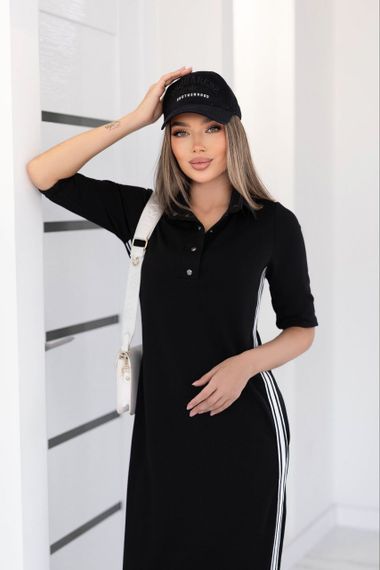 Женское спортивное платье длинное с разрезами MN141 цвет черный, размер 62/64 | Зображення 1