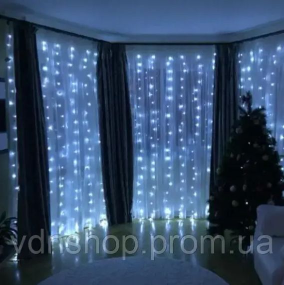 Новорічні гірлянди. Гірлянда водоспад 320-400L 3x3м (10х32 Ламп) Біла (7150) | Зображення 3