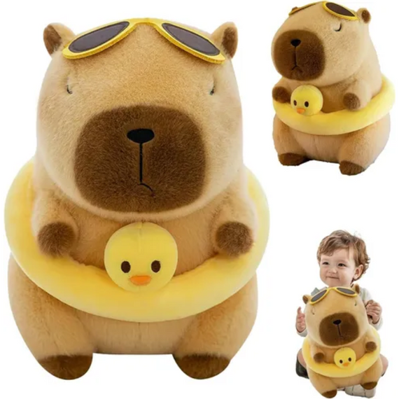 Плюшева капібара з надувним кругом-качкою 39.5 см антистрес і декор кімнати | Зображення 5