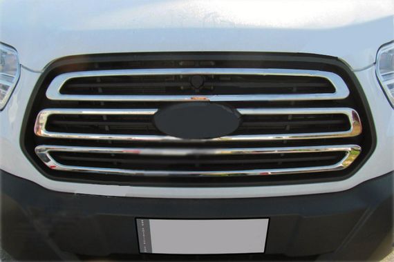 Накладки на решітку (2014-2018, 3 шт, нерж) Carmos - Турецька сталь для Ford Transit рр