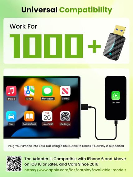 Беспроводной адаптер для CarPlay Android Auto для авто с проводным Карплей, WiFi Bluetooth iOS 10+/Android 11+ | Зображення 7