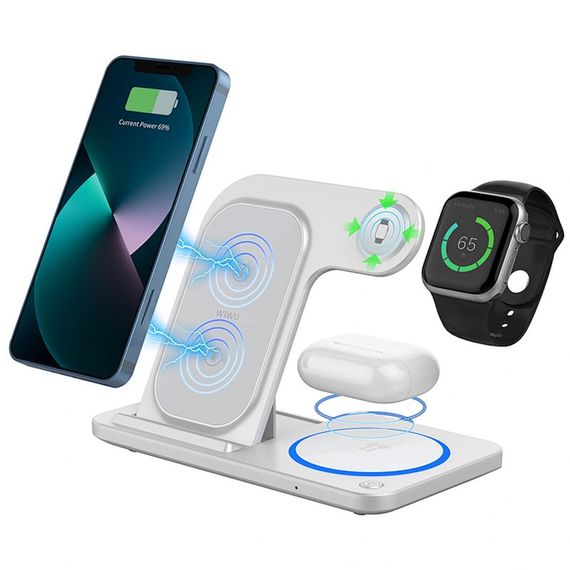 БЗУ WIWU Wi-W020 3 in 1 wireless charger White | Зображення 4