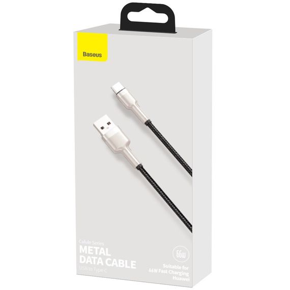 Дата кабель Baseus Cafule Metal Data USB to Type-C 66W (1m) (CAKF00010) Black | Зображення 5