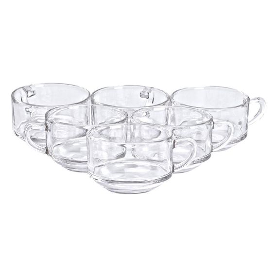 Набор чашек 6 шт для чая и кофе по 270 мл кружки стеклянные прозрачные HP-YH-69 | Зображення 2